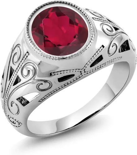 Vista 15 de Gem Stone King Anillo de piedra natal ovalada para hombre 925 plata esterlina Oval 12X10MM Disponible en tallas 7, 8, 9, 10, 11, 12, 13 Púrpura