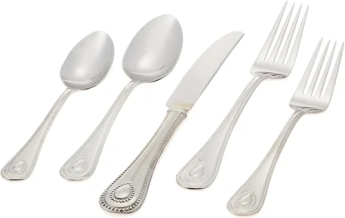 Vista 3 de Juego de Cubiertos Lenox para 12, Juego de Cubiertos French Perle de 65 Piezas con Utensilios para Servir, Servicio para 12, Elegantes Utensilios
