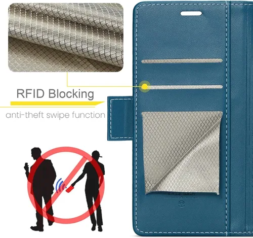 Vista 4 de Funda para Samsung Galaxy Z Fold 5 (2023), funda de piel sintética tipo cartera con tarjetero con bloqueo RFID, función atril, a prueba de golpes