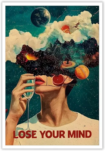 Vista 13 de Póster vintage con texto en inglés «Lose Your Mind Find Your Soul» («Lose Your Mind Find Your Soul») con cita inspiradora, arte de pared, arte