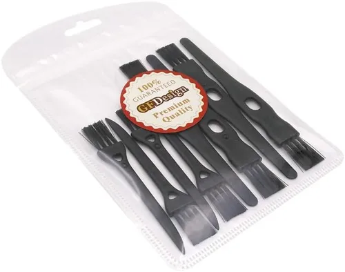 Vista 6 de Cepillos de limpieza de afeitadora eléctrica Juego de cerdas de nailon Mango PP - Juego de 8 (negro)