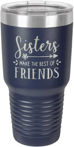 Vista 17 de SISTERS MAKE THE BEST OF FRIENDS Vaso negro de 30 onzas con popote y tapa superior deslizante Taza de viaje de acero inoxidable Comparar