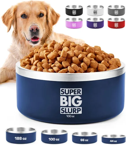 Vista 16 de Tuff Pupper Tazón Aislado de Servicio Pesado para Perros Plato de Comida para Perros de Acero Inoxidable de Doble Pared Tazón Antideslizante a