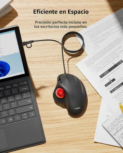 Vista 4 de Ratón Nulea M509 Trackball con cable, diseño ergonómico, fácil control con el pulgar, seguimiento preciso y suave, interfaz 2-en-1