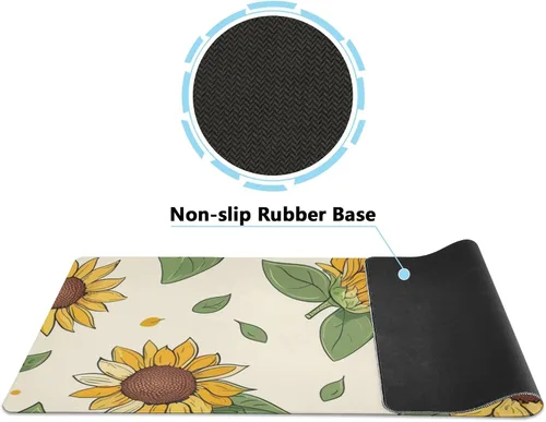 Vista 2 de ALAZA Retro Sunflower Large Gaming Mouse Pad Big Mousepad Mice Keyboard Mat with Non-Slip Rubber Base for Computer Laptop Home & Office, 31.5 X 11.8