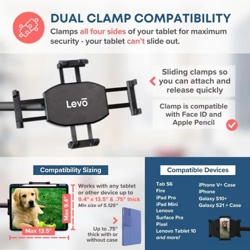 Vista 6 de LEVO G2 Deluxe - Soporte de piso para tableta, soporte ajustable para iPad