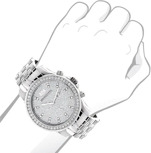 Vista 3 de LUXURMAN Reloj de diamantes para hombre 2.5ctw de diamantes, ACERO, Moderno