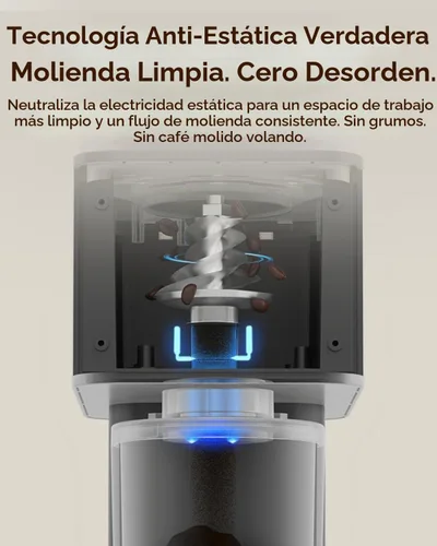 Vista 2 de MOKKOM Molinillo de café con rebabas cónicas con molienda ajustable para Negro