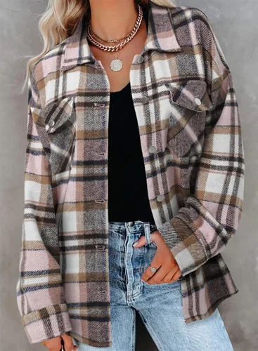 Vista 7 de ZOLUCKY Chaqueta de manga larga con botones para mujer, talla grande, blusas