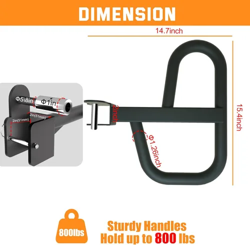 Vista 3 de Dip Bar Attachment for 2"x2" Squat Rack, Heavy Duty Power Rack Attachment with 5/8" or 1" Hole