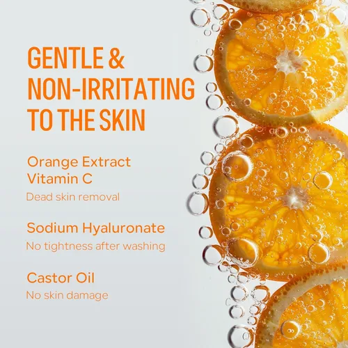 Vista 2 de Gel exfoliante naranja para cara y cuerpo, limpieza profunda de poros, elimina puntos negros, exfoliante facial hidratante exfoliante facial natural
