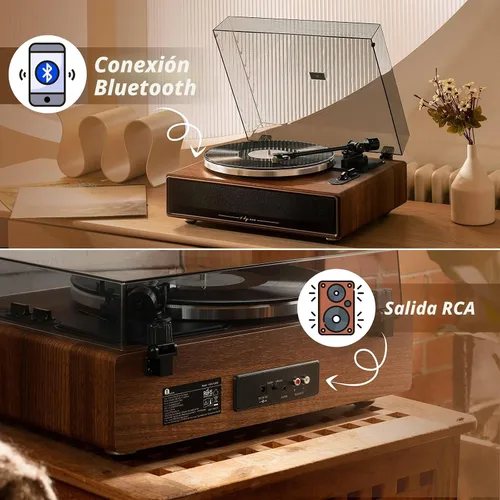 Vista 4 de 1 BY ONE tocadiscos inalámbrico HiFi Nogal