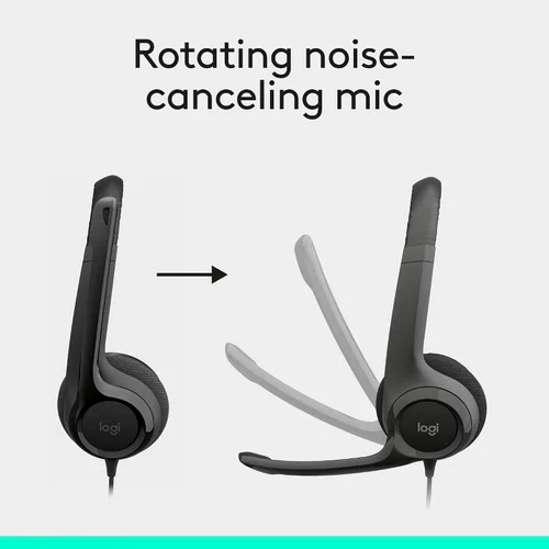 Vista 3 de Logitech H390 Auriculares estéreo con cable para PC/portátil, USB-A, color negro