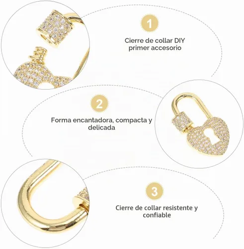 Vista 7 de EXCEART - Collar con diseño de corazón y ojo de cerradura de joyería, cierre de cadena ligero y compacto, accesorio delicado para proyectos