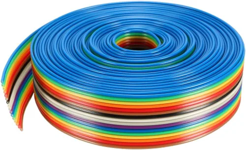 Vista 3 de uxcell Paso plano del alambre 4.2 ft m del arco iris IDC del cable de cinta 16P 16.4 ft de largo