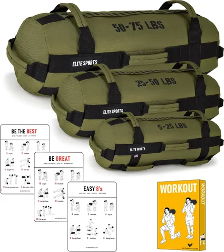 Vista 7 de Elite Sports Saco de Arena para Entrenamiento Versátil e Intensivo de Músculos del Core, Entrenamiento de Fuerza con Colocación Estratégica de Asas
