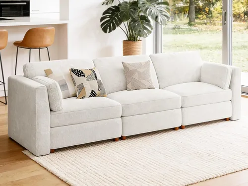 Vista 60 de CUGOAO Sofá biplaza extragrande de 83.5 pulgadas, sofás para sala de estar, sofá nube de felpilla de asiento profundo, sofá modular seccional, funda