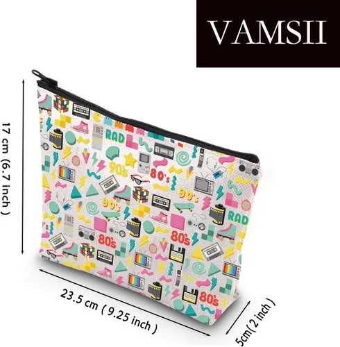 Vista 2 de VAMSII Bolsa de cosméticos de los 80's Vibes Regalo de fiesta de los 90, regalo elevado de los años 90, nostalgia de los 80, divertido regalo