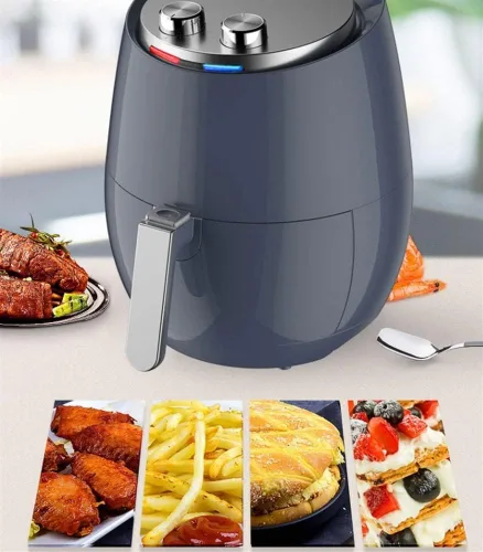 Vista 5 de Horno freidora de aire, freidora eléctrica de aire caliente, 1400 vatios, cocina con control de temperatura, apagado automático, sin BPA, cesta