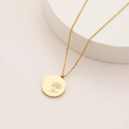Vista 4 de FANCY SHINY Collar con colgante de acero inoxidable grabado para mujer regalo para ella