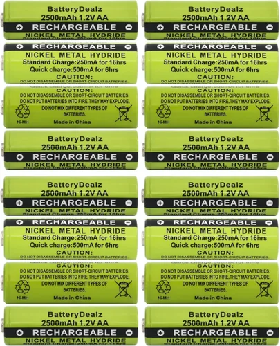 Vista 3 de Baterías recargables AA NiMH de alta capacidad 2500 mAh, 1.2 V, recargables hasta 500 veces (4 unidades)