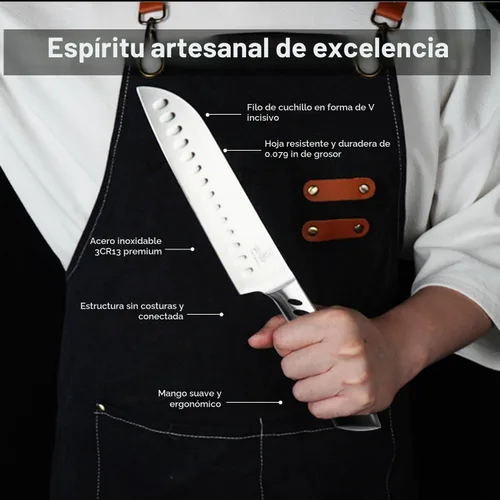 Vista 2 de CHUSHIJI Juego de cuchillos de cocina de 3 piezas Juego de cuchillos de chef profesional con cuchillo de chef de 8 pulgadas, cuchillo Santoku de 7