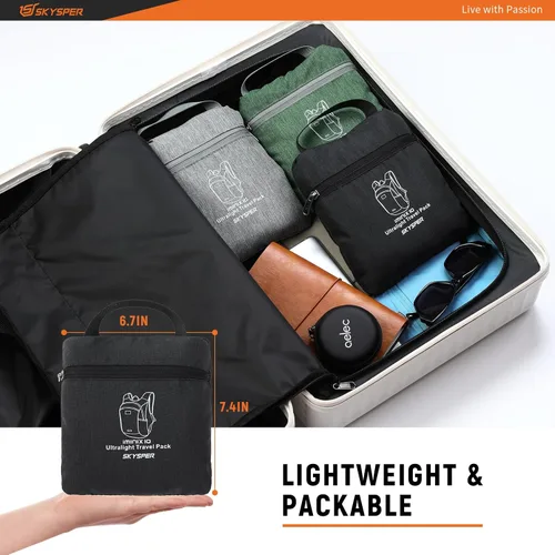 Vista 5 de SKYSPER Mochila de senderismo de 10 L, ligera, plegable, mochila de viaje pequeña para mujeres y hombres, mochila plegable para exteriores