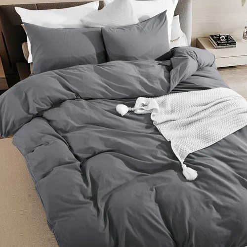 Vista 307 de NEXHOME PRO Funda de edredón Twin XL 100% algodón lavado, transpirable, duradera, texturizada, similar al lino, juego de ropa de cama para el hogar