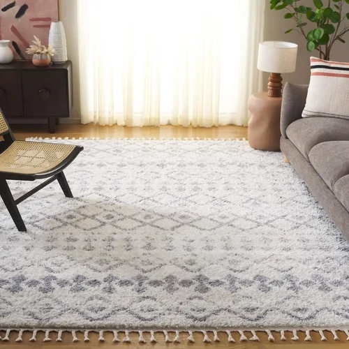 Vista 36 de SAFAVIEH Berber Fringe Shag Collection - Alfombra decorativa de 2 pies 2 pulgadas x 4 pies, color crema y gris oscuro, diseño que no desprende
