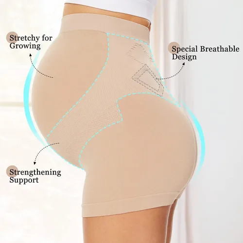 Vista 2 de Ropa interior de maternidad sin costuras para mujer, con cintura alta, para apoyo al vientre
