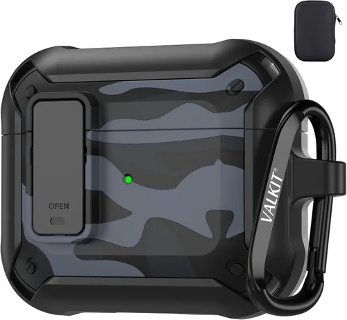 Vista 33 de Valkit Funda para Airpods Pro 2 con cerradura, funda militar de cuerpo completo para AirPod Pro rígida con llavero, funda para Airpods Pro de 2ª/1ª