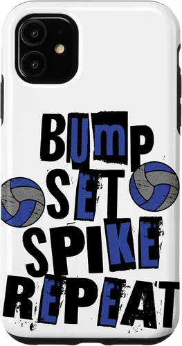 Vista 6 de iPhone XR Parents Girls Volleyball Bump Set Spike Repeat Blue & Black Case