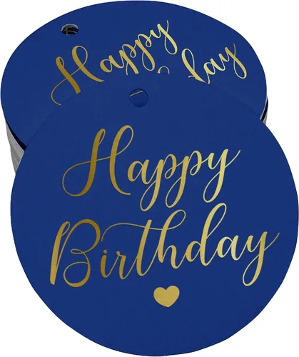 Vista 33 de Etiqueta de papel para colgar con texto en inglés «Happy Birthday» (50 unidades)