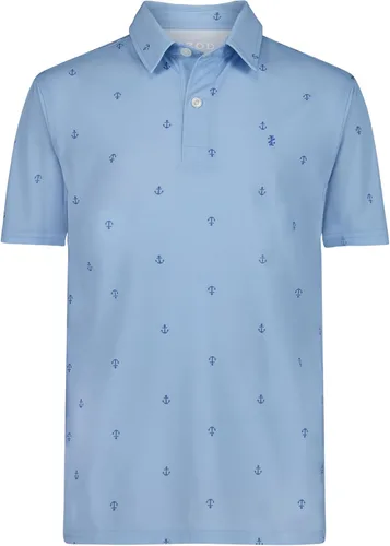 Vista 14 de Izod Boys' Performance Golf Grid Short Sleeve Stretch Collared Polo Shirt Atomizador Raya Azul
