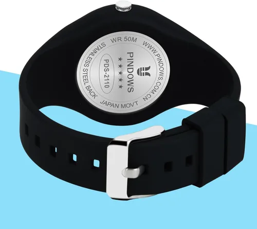 Vista 4 de PINDOWS Women Analog Quartz Wrist Watch with Silicone Strap for Young Women Students Easy Read Waterproof Unisex Luminous Dial