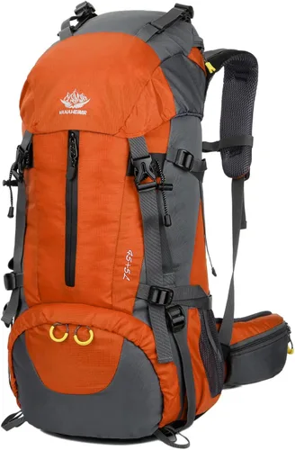 Vista 12 de WoneNice Mochila de senderismo impermeable de 50L (45+5) - Mochila deportiva al aire libre con cubierta de lluvia