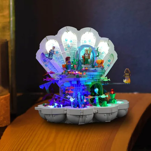 Vista 5 de BrickBling Luz LED compatible con Lego La Sirenita Royal Clamshell juego de construcción (modelo no incluido), iluminación creativa compatible