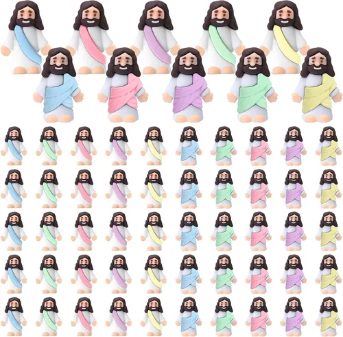 Vista 8 de Bememo 50 figuras de Jesús para esconderse y buscar recuerdos de fiesta religiosa para iglesia, escuela dominical, huevos de Pascua