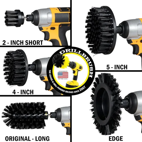 Vista 8 de Useful Products - Juego de 5 cepillos de limpieza ultra rígidos Black Drillbrush - Kit de accesorios de cepillo de parrilla no metálico para taladro
