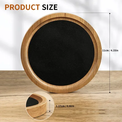 Vista 3 de Posavasos de madera para bebidas absorbentes con soporte, posavasos de fieltro rústico de 3.93 pulgadas para mesa de centro de madera para granja