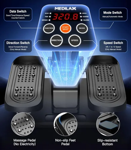 Vista 3 de Portable Under Desk Elliptical Machine with Wireless Remote. 12 Manual & 3 Automatic Speeds. Pedal Ellipse Leg Exerciser. Leg Exerciser While