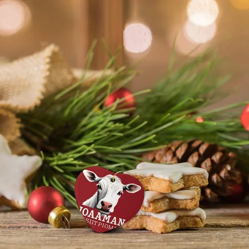 Vista 3 de Animales de granja, vaca, adorno de cerámica de Navidad, divertido adorno de árbol de Navidad, decoración de árbol de Navidad, hogar, oficina, árbol