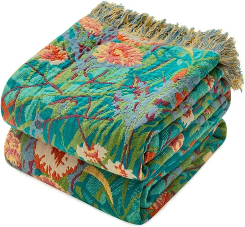 Vista 40 de Manta Bohemia – Manta suave 100% algodón para cama, 60"x80", reversible, transpirable, ligera, para otoño, todas las estaciones, decoración de casa