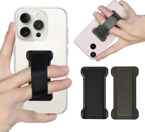 Vista 12 de Soporte de agarre para teléfono de mano, soporte universal para teléfono con correa para dedo, agarre para selfie compatible con la mayoría de 3