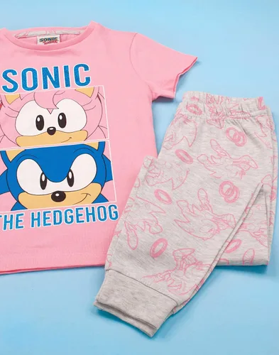Vista 3 de Sonic The Hedgehog Pijama para niñas, color rosa y pijama largo, Rosado