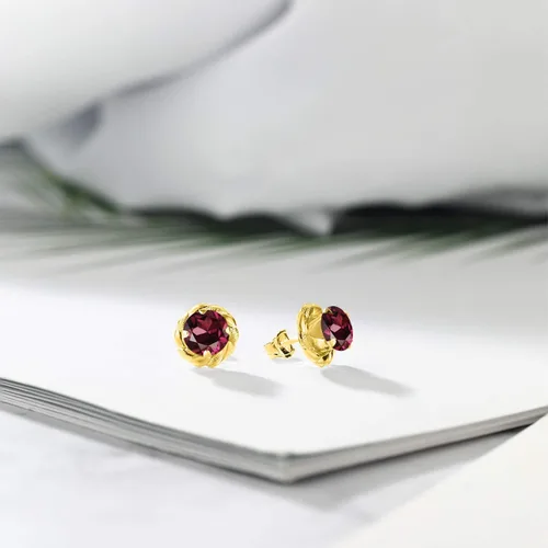 Vista 285 de Gem Stone King Aretes de plata de ley 925 de 0.236 in con piedra natal redonda para mujer