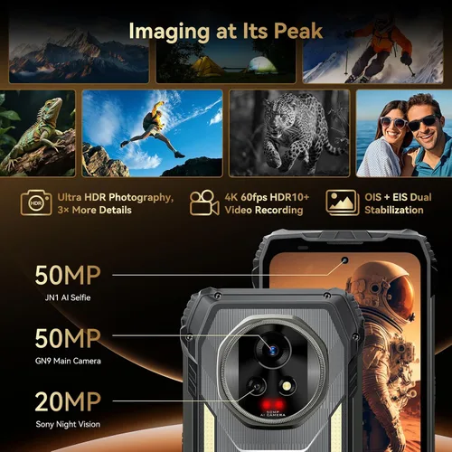Vista 4 de Blackview XPLORE 2 Gemini AI 5G - Teléfono resistente con mensajes satelitales, 20000mAh/120W 36GB+256GB Dimensity 8300 Android 15, 6.73 pulgadas