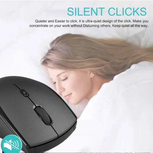 Vista 4 de Ratón inalámbrico tipo C, USB C Gaming Ratones inalámbricos 2.4G Silencioso Ergonómico con 3 niveles DPI Compatible con Samsung Chromebook, Google