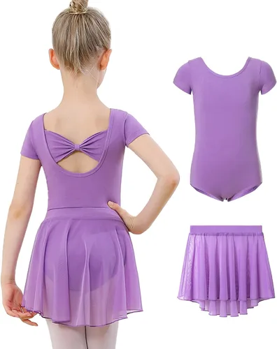 Vista 5 de DIPUG Girls Ballet Leotards with Removable Skirt Toddler Dance Dress Combo Negro