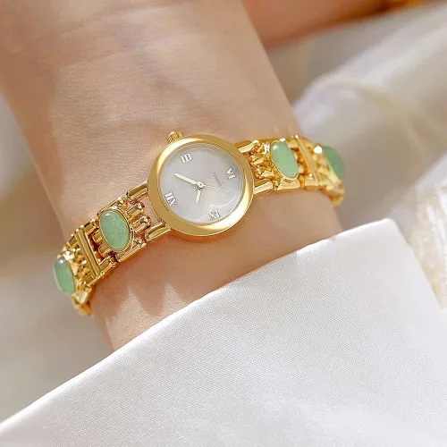 Vista 2 de Reloj de pulsera vintage para mujer, reloj de pulsera de cuarzo de acero inoxidable, resistente al agua